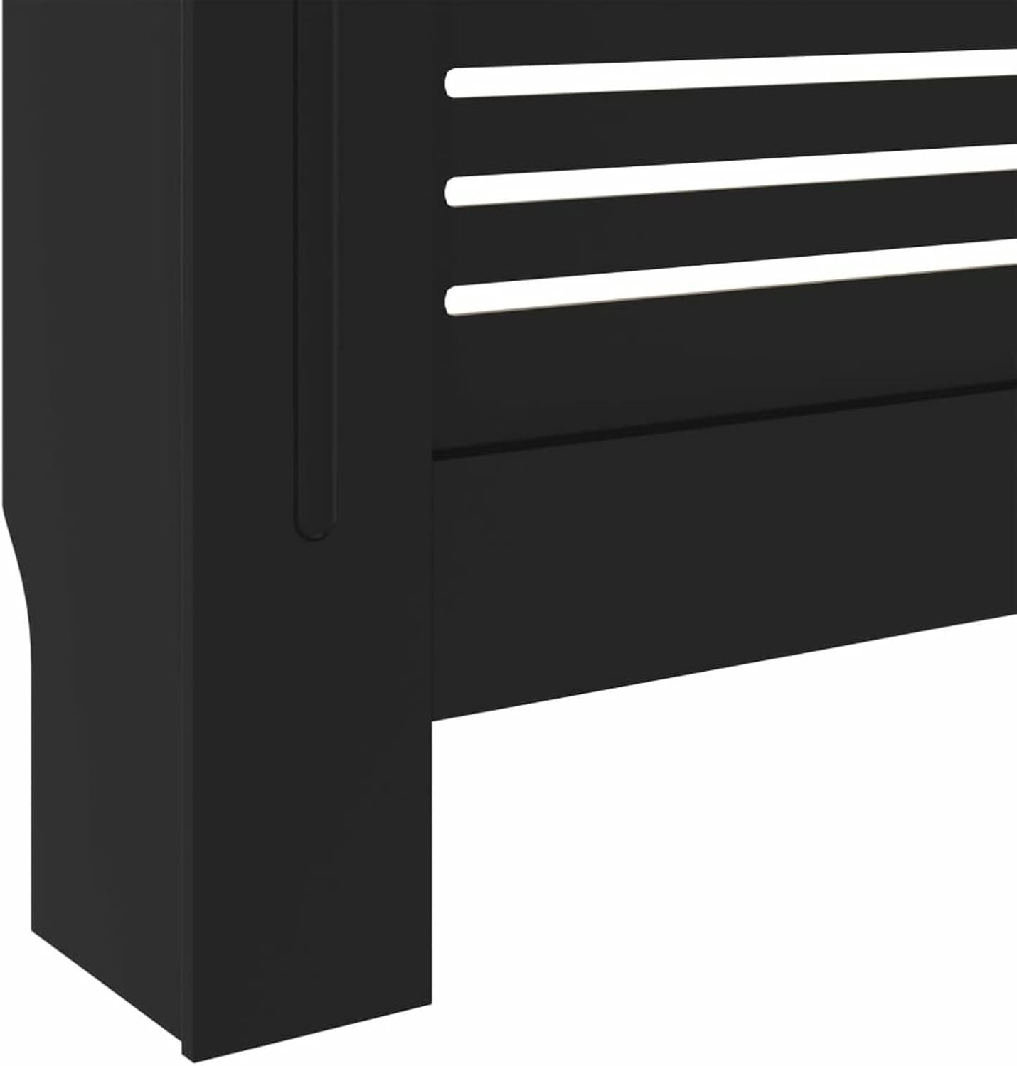 Modern Black Radiator Cover Cabinet 205cm – Slatted MDF Heater Shelf
