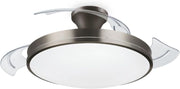 LED Atlas DC Ceiling Fan, 28W+35W, Retractable Blades, Nickel, Remote Control