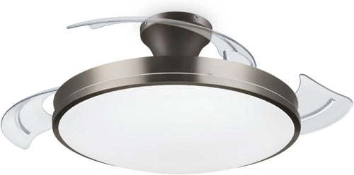 LED Atlas DC Ceiling Fan, 28W+35W, Retractable Blades, Nickel, Remote Control