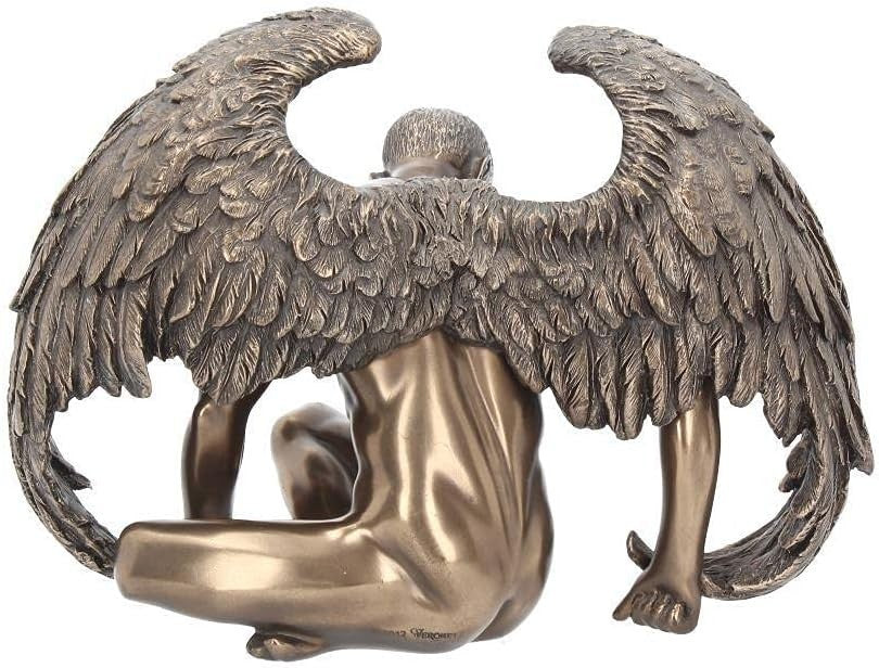 Bronze Angel Figurine 20cm Resin Winged Statue Home Decor Spiritual Ornament