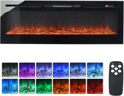 50in Recessed Electric Fireplace Wall Heater LED 12 Flames Touch Remote