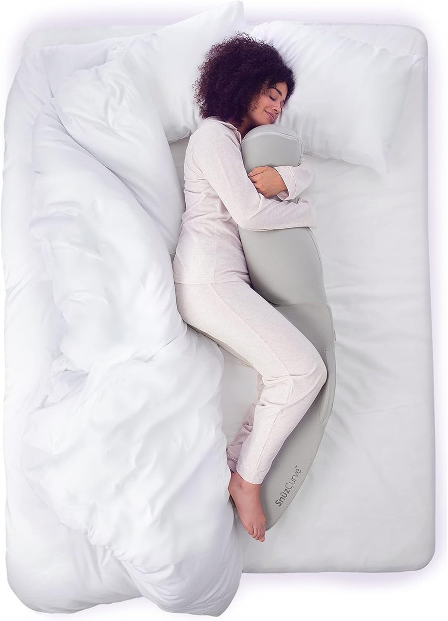 Pregnancy Pillow Full Body Support Curved Maternity Sleep Cushion Grey