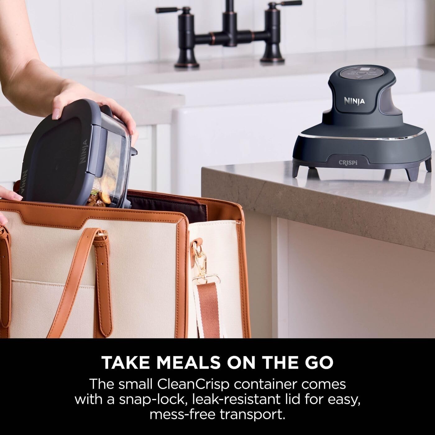3.8L Portable Air Fryer 4-in-1 Crisp Roast Bake Reheat Glass Containers