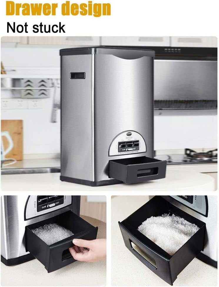 10KG Stainless Steel Rice Dispenser Airtight Grain Bin