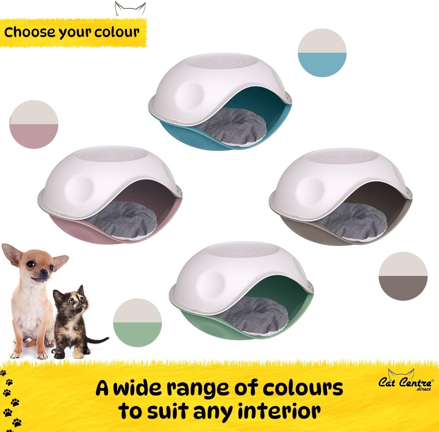 Weatherproof Plastic Pet House & Bed 2-in-1 Covered Kennel 57.5x57.5x31cm