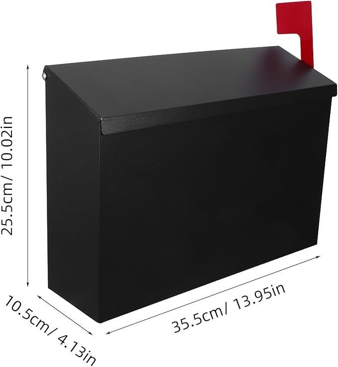 Large Outdoor Wall Mounted Mailbox – Weatherproof Stainless Steel Post Box Black