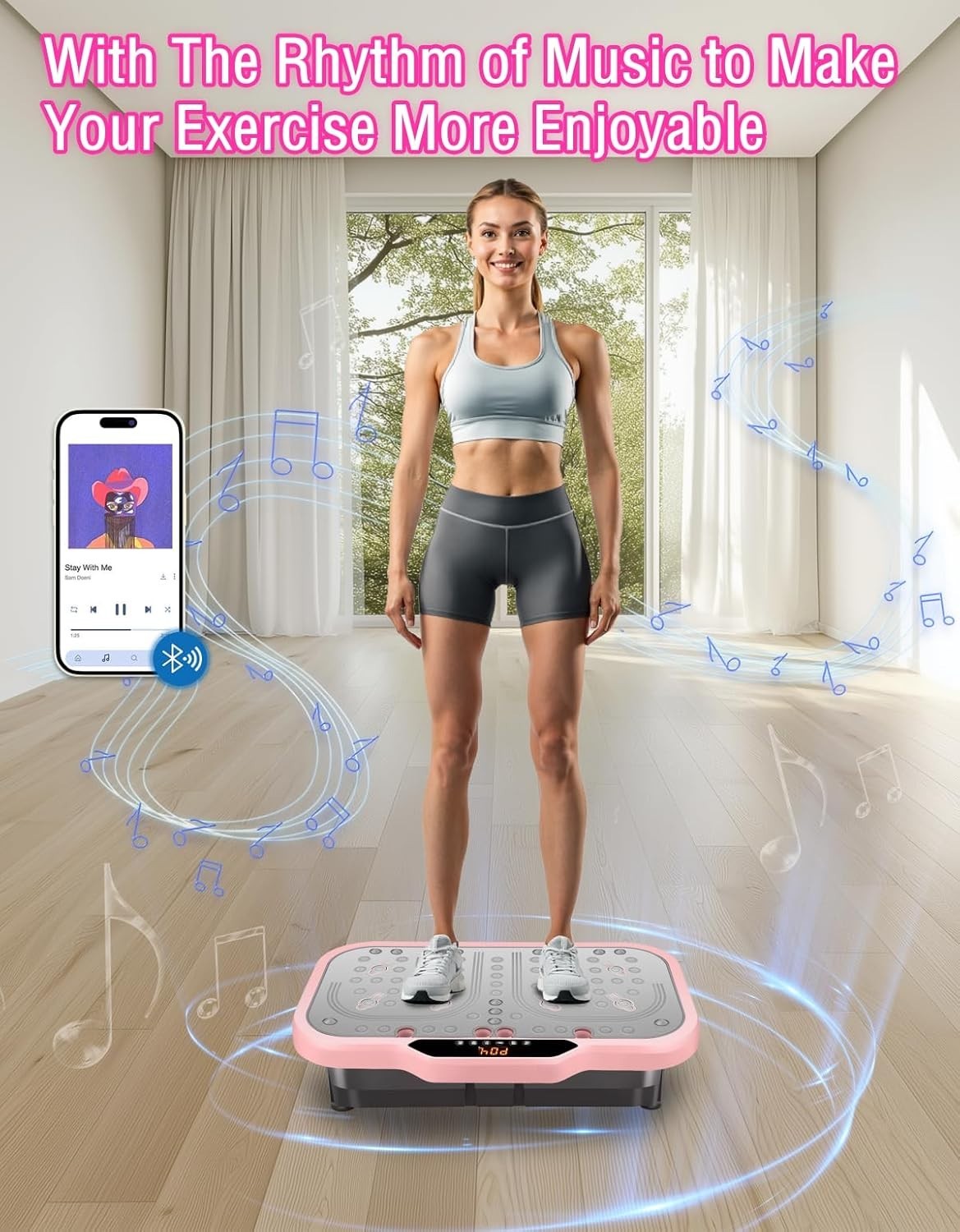 Pink Vibration Plate Exercise Machine Whole Body Workout Home Fitness