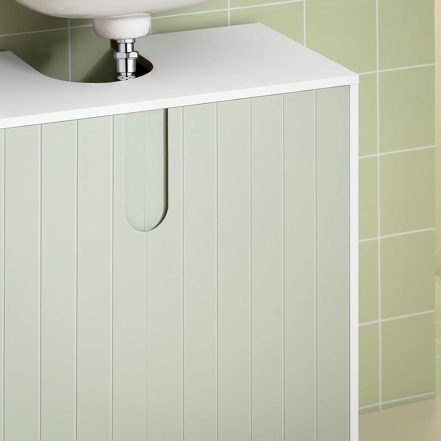 Green Under Sink Bathroom Cabinet 60x30x60cm Vanity Storage Cupboard Unit