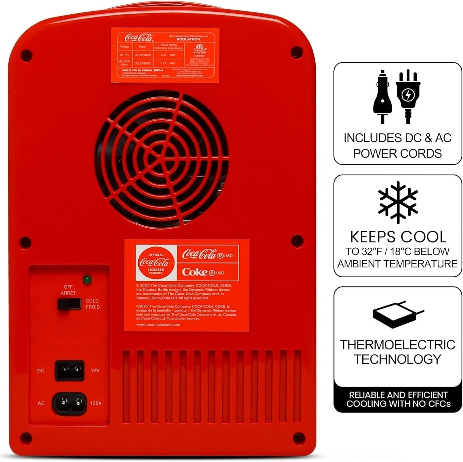 4L Mini Fridge Portable Coca-Cola Cooler Bedroom Office Dorm Red