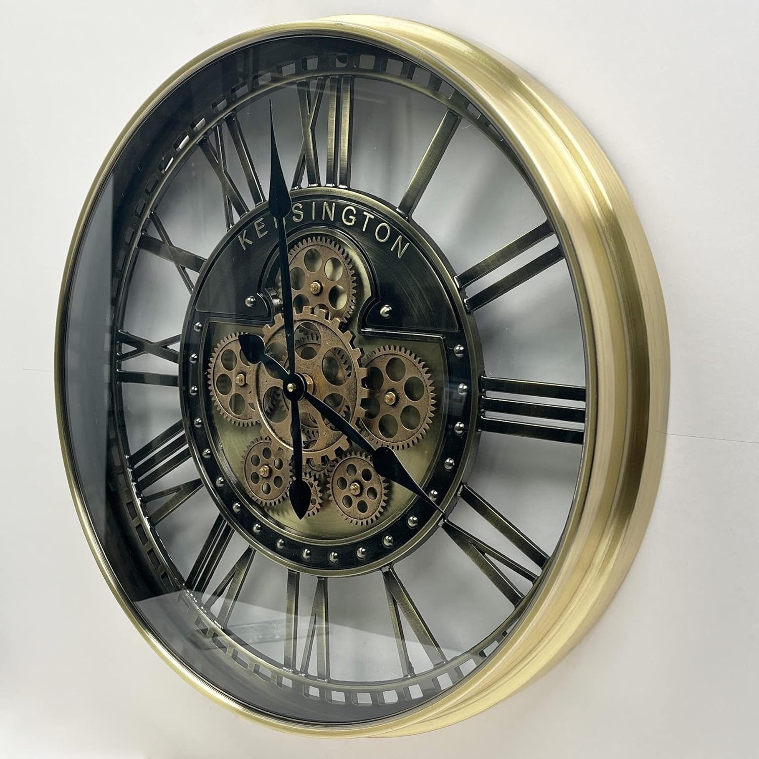 Steampunk Wall Clock 53cm Bronze Silent Gears Metal Roman Vintage