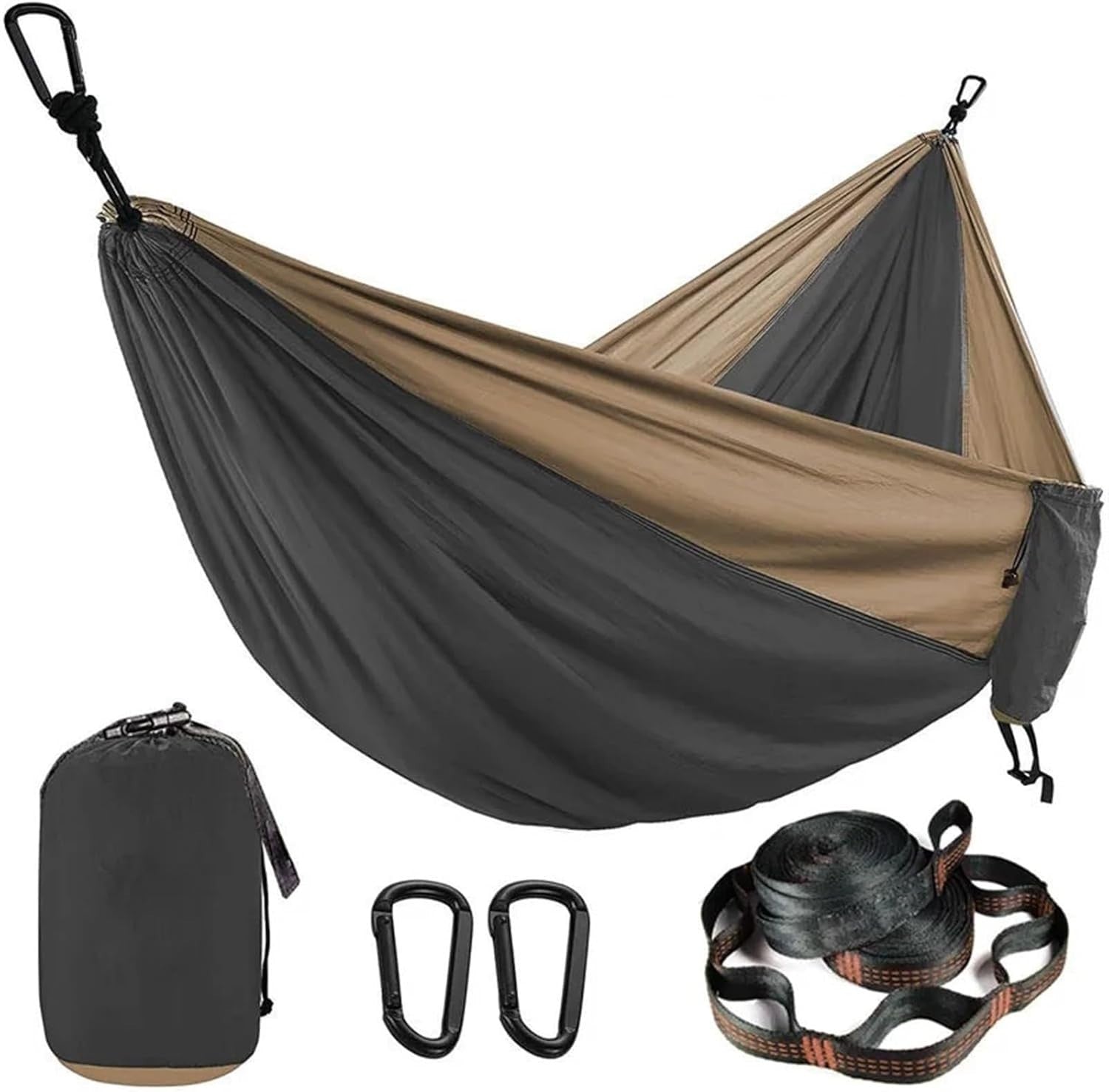 Outdoor Camping Hammock Ultra-Light 210T Nylon Swing with Straps Dark Gray