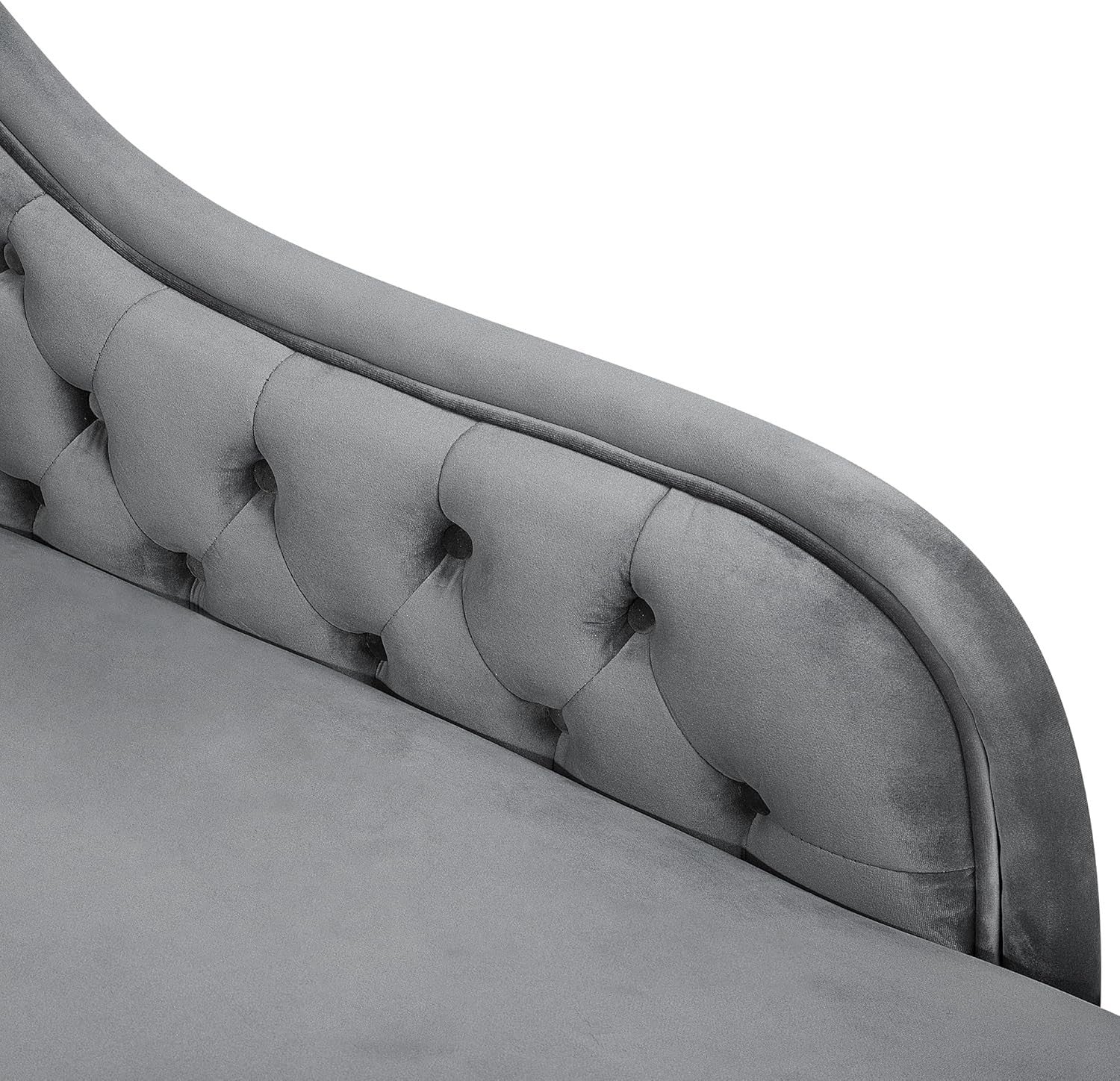 Vintage Velvet Left Hand Chaise Lounge Grey Chesterfield Sofa 170 cm Elegant