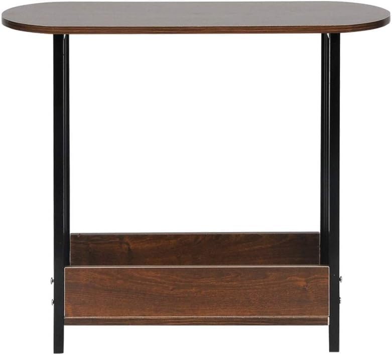 Slim C-Shaped Sofa Side Table – Narrow Black End Table for Small Spaces