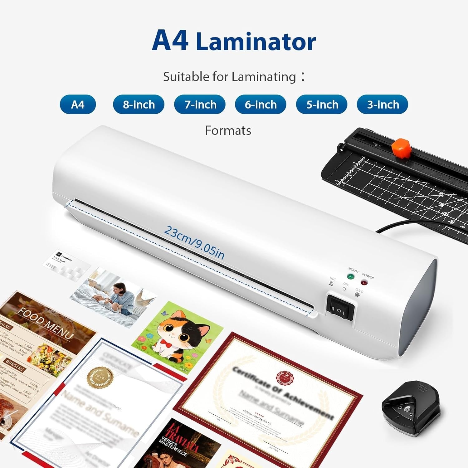 A4 Laminator Machine + 300 Pouches Fast Warm Up Anti Jam No Bubble