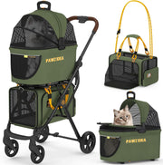 Double Pet Stroller 2 Detachable Carriers Foldable Dog Travel Pushchair