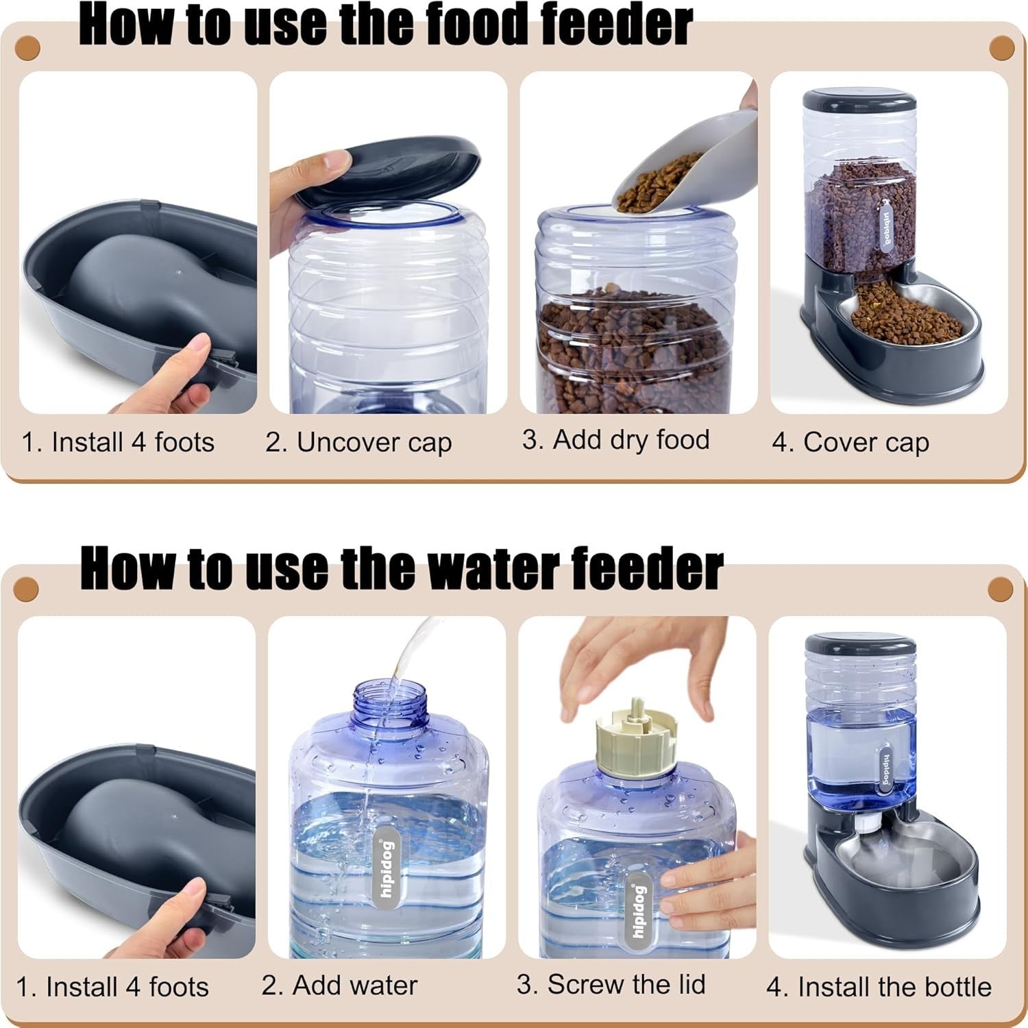 Gravity Pet Feeder & Water Dispenser Set 3.8L Stainless Steel Bowls