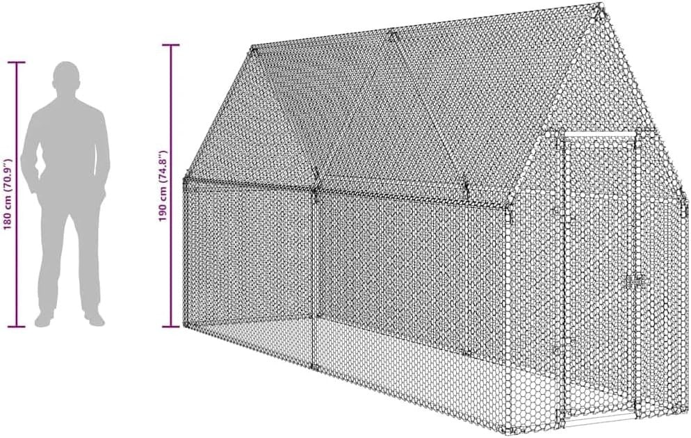 Large Galvanised Steel Chicken Coop Run 4x1x1.9m