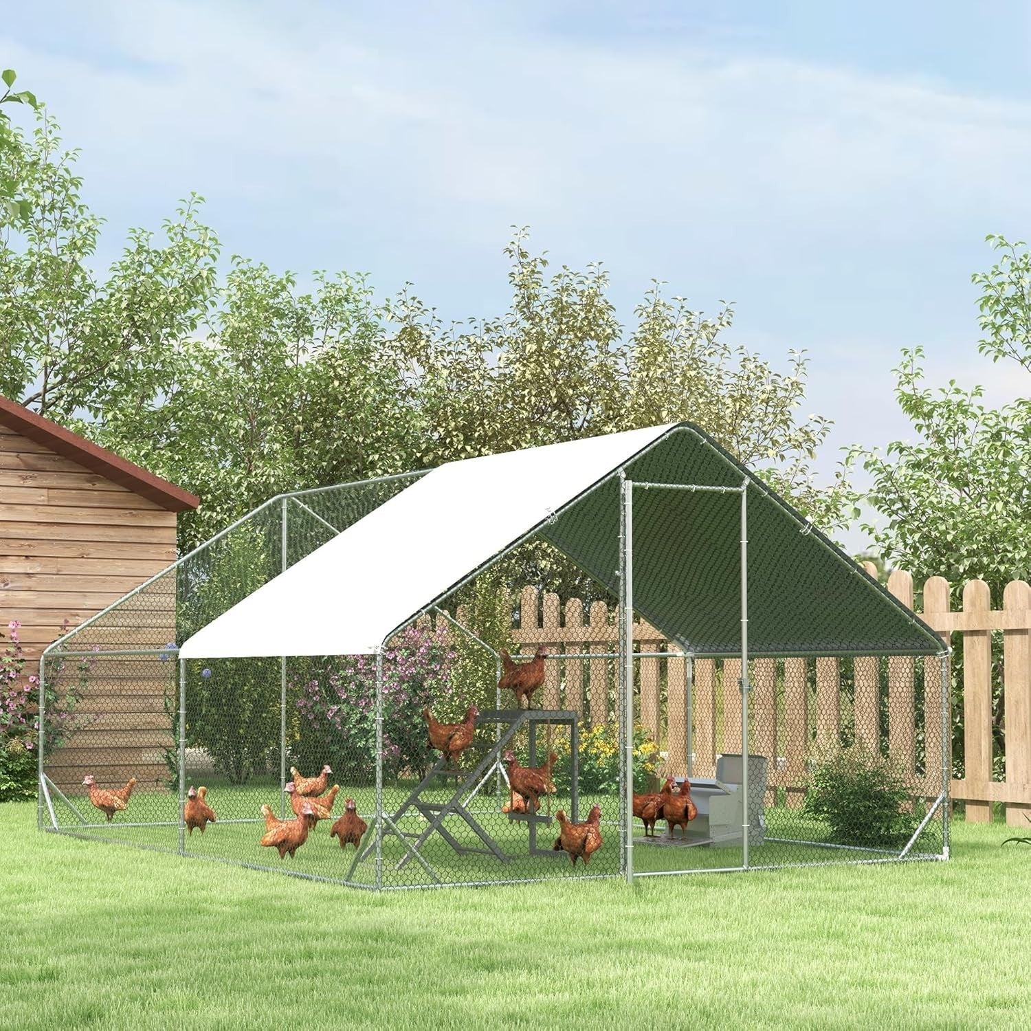 Large Walk In Chicken Run Galvanised Outdoor Pet Enclosure 3x4m 8–12 Hens