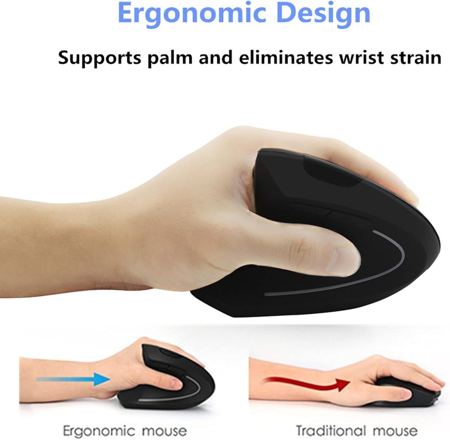 Left Handed Ergonomic Vertical Mouse Rechargeable 2.4G 6 Button