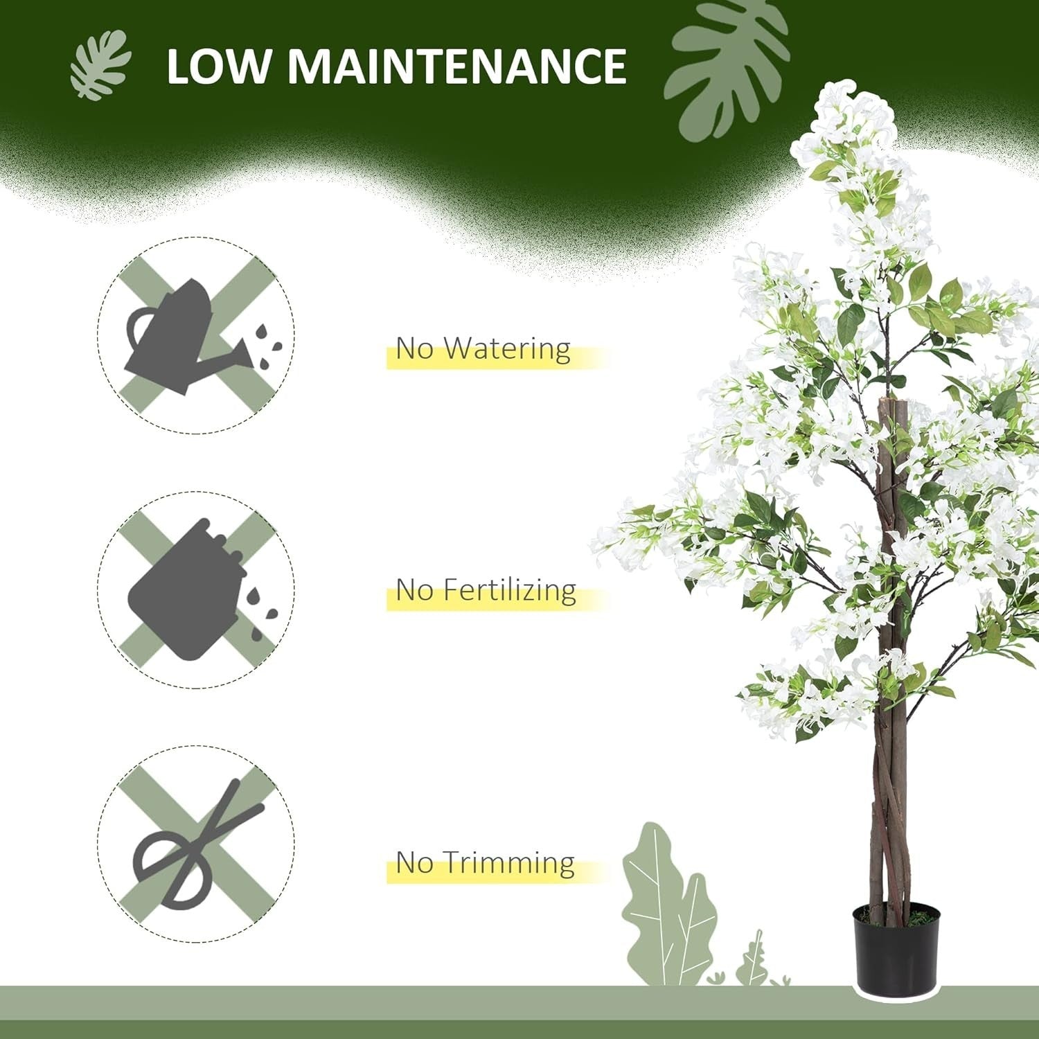 150cm Honeysuckle Flower Tree Artificial Plant White Blossoms Indoor Nursery Pot