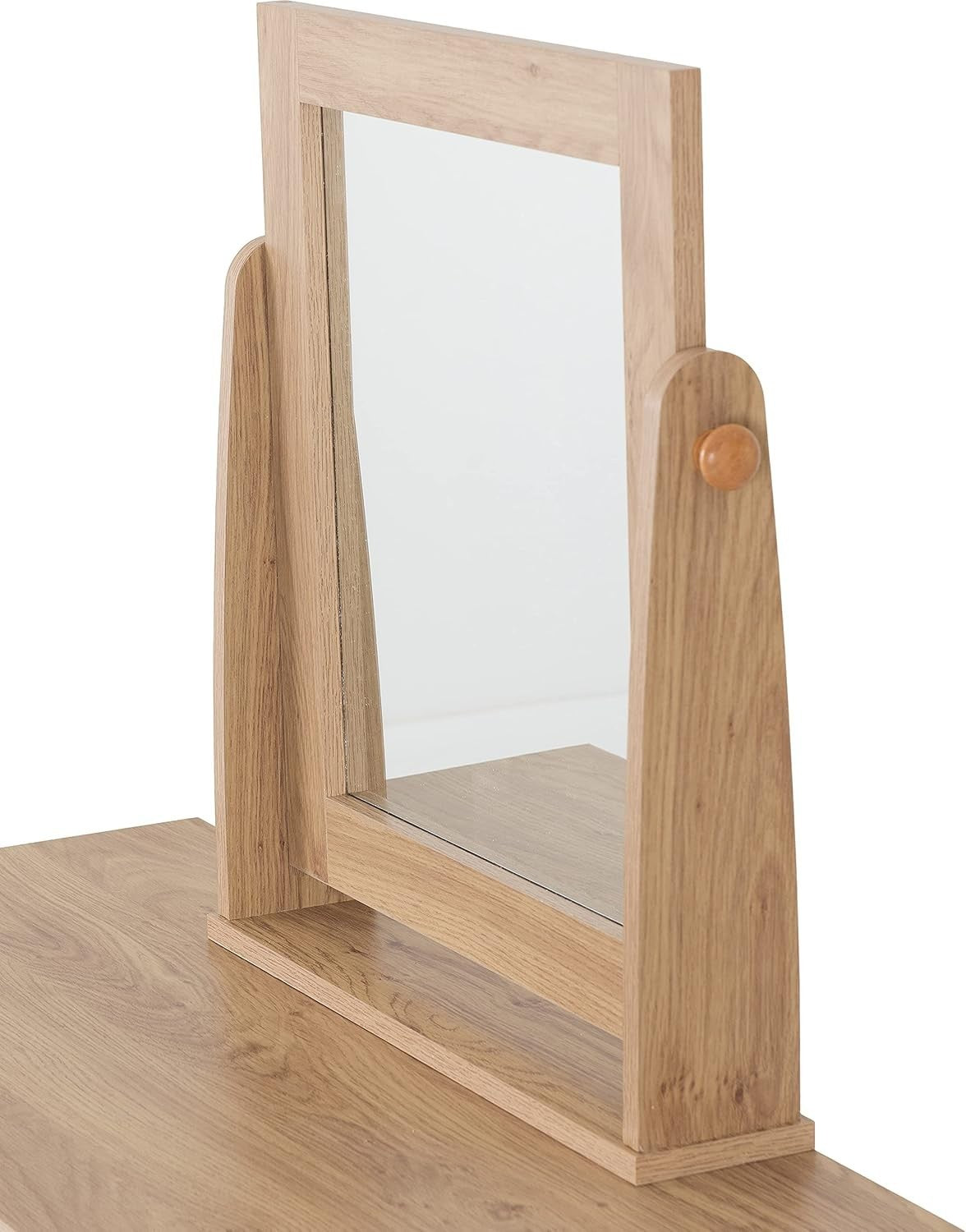 Modern Dressing Table White Gloss Light Oak Vanity Desk Mirror Stool 3 Drawers