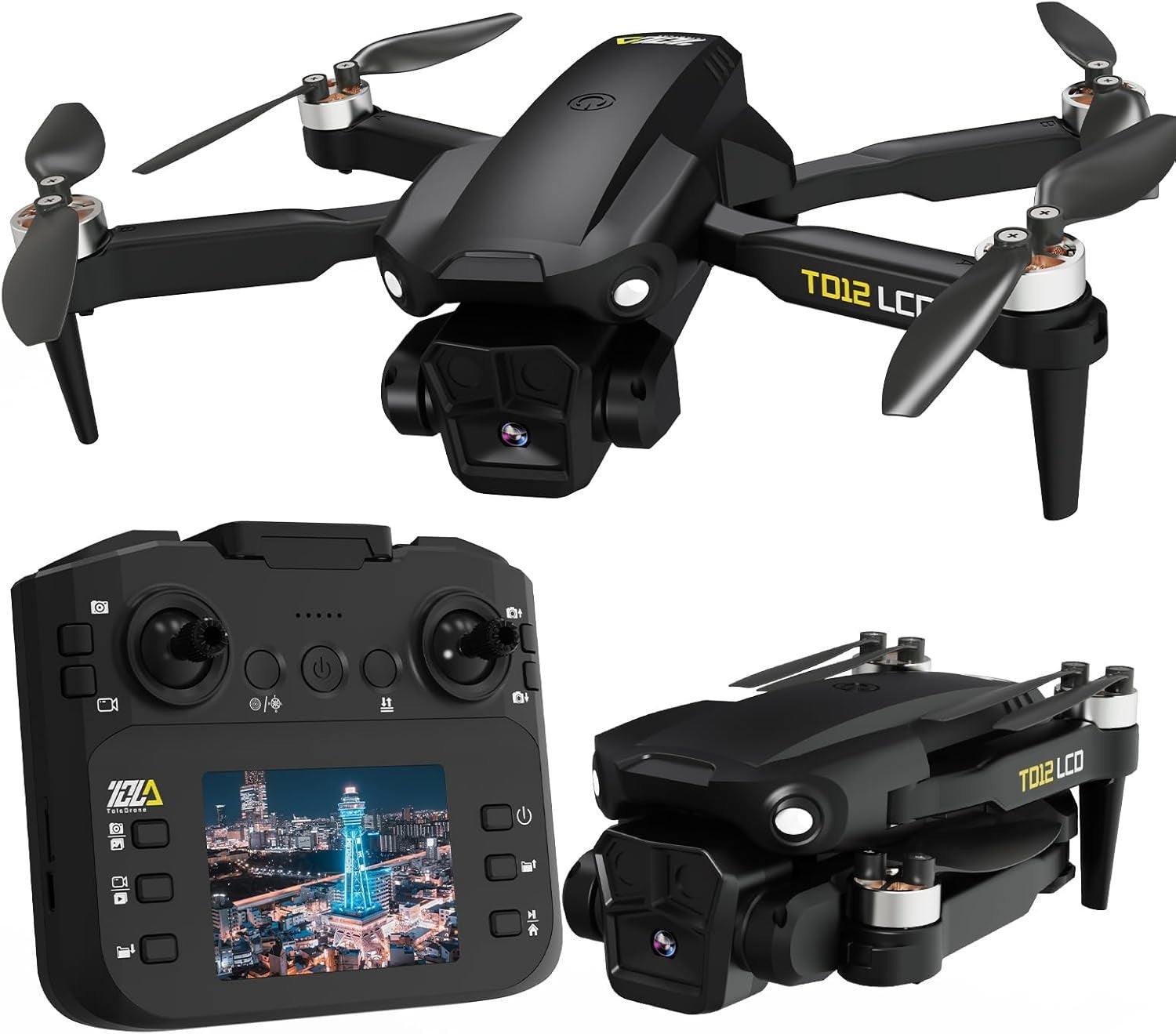 Toladrone TD12LCD Drone with Camera 1080P, LCD Remote, 90° Adjustable Lens