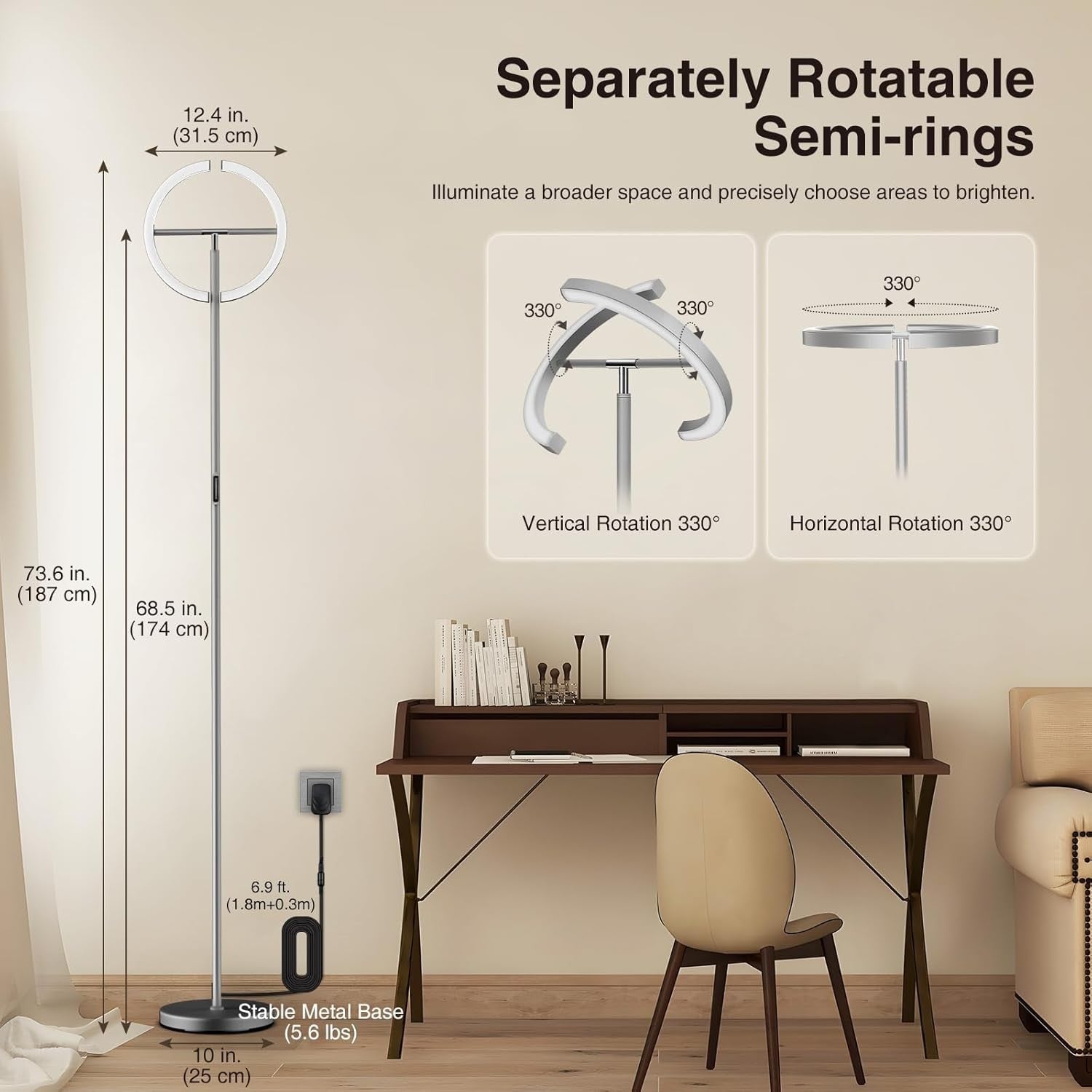 LED Uplighter Floor Lamp Dimmable Remote Touch Modern Standing Light