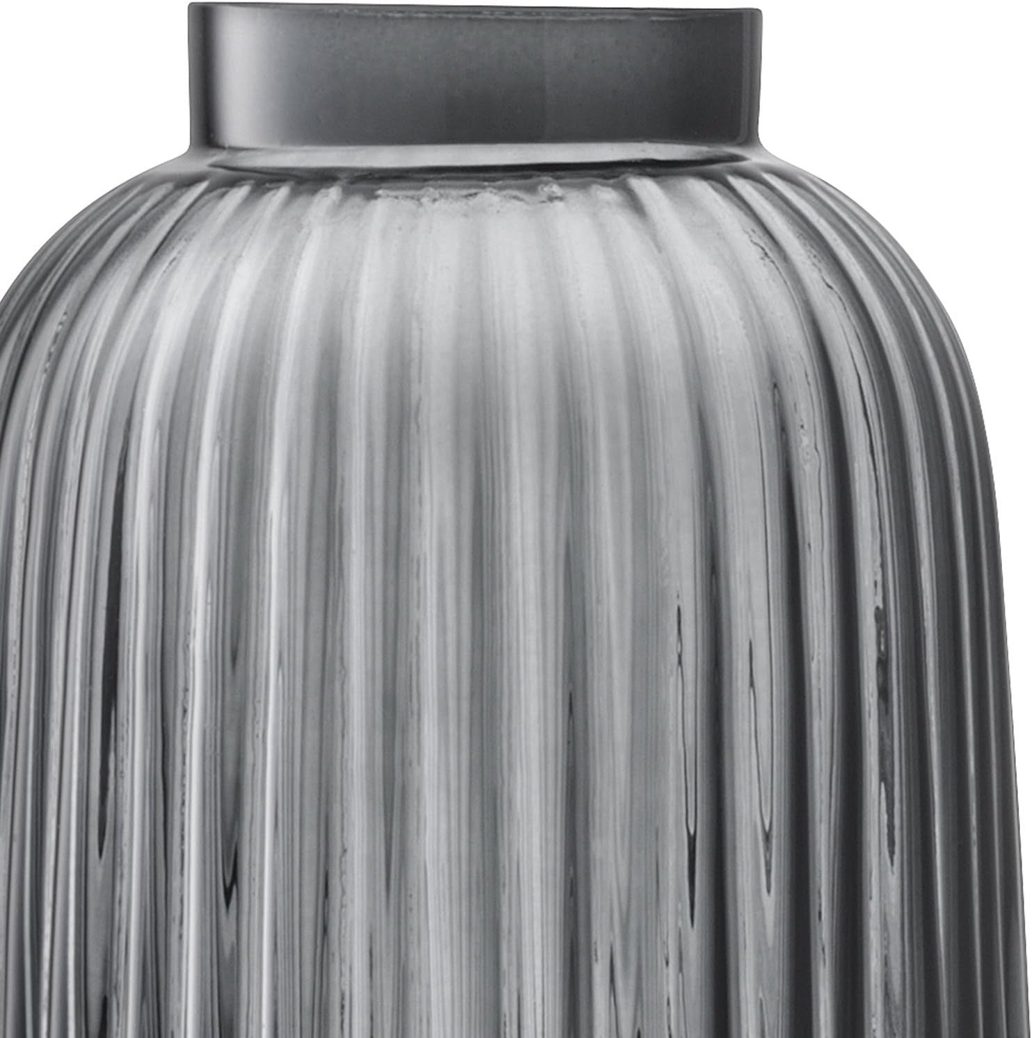 Grey Pleated Glass Vase 20cm Tall Modern Flower Vase Elegant Home Decor