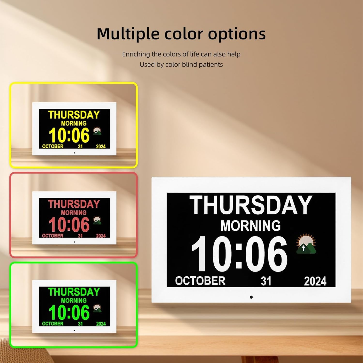 Large Digital Dementia Clock Day Date Time Alarm for Elderly Wall Desk