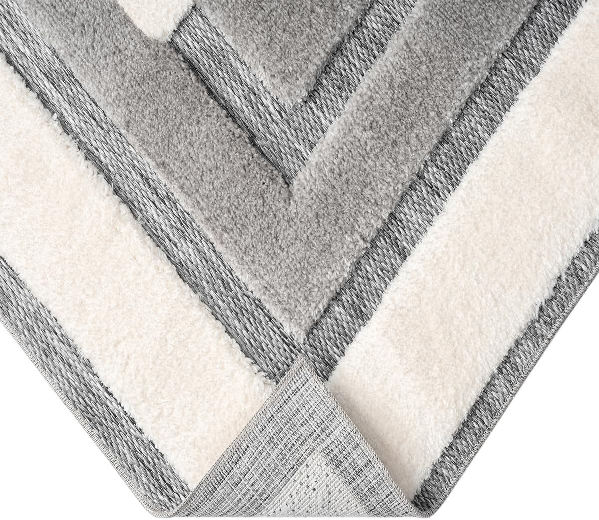 Beige Grey Hallway Rug 120x170cm Modern Soft Area Mat for Living Room
