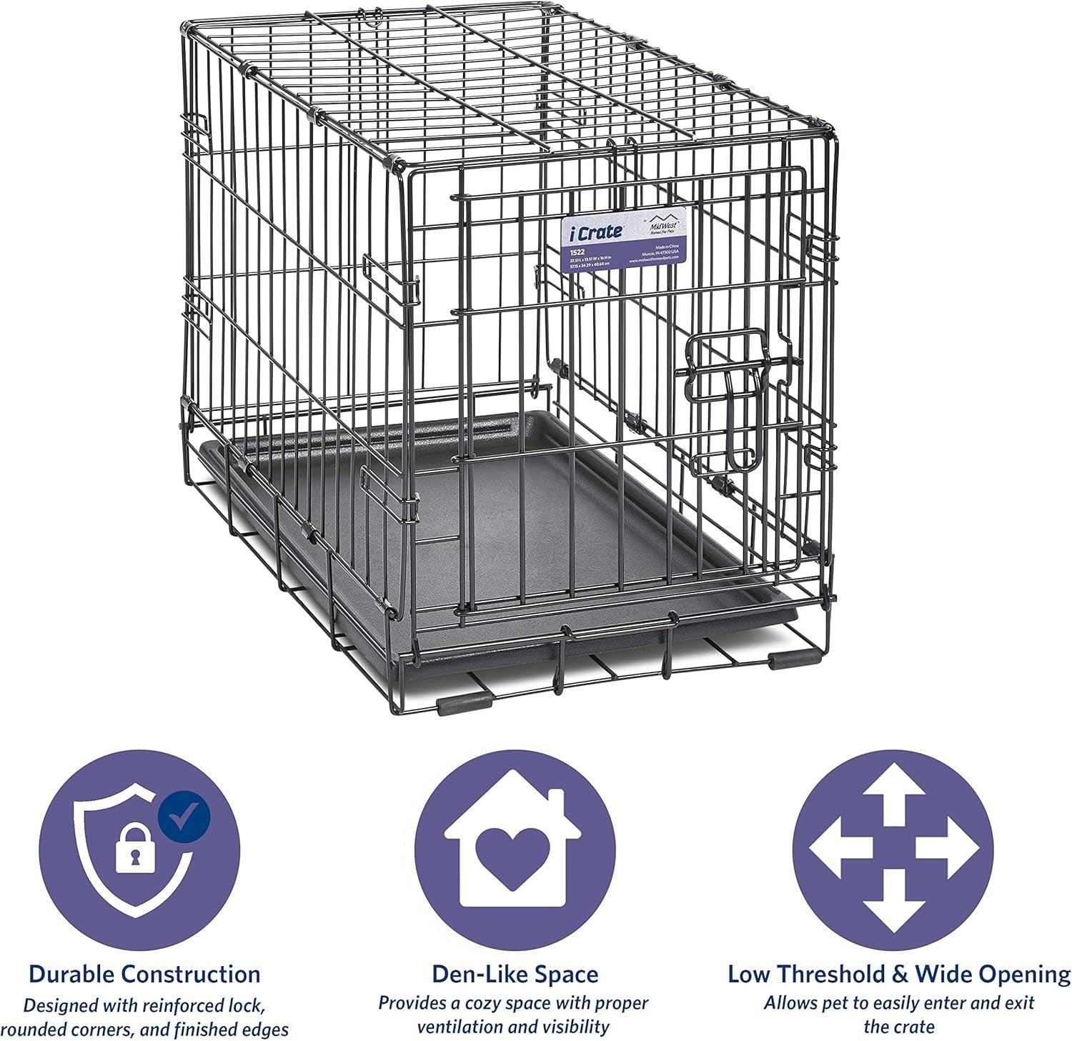 Secure Portable Dog Crate with Leak-Proof Pan, Divider & Rubber Feet – 58cm Smal