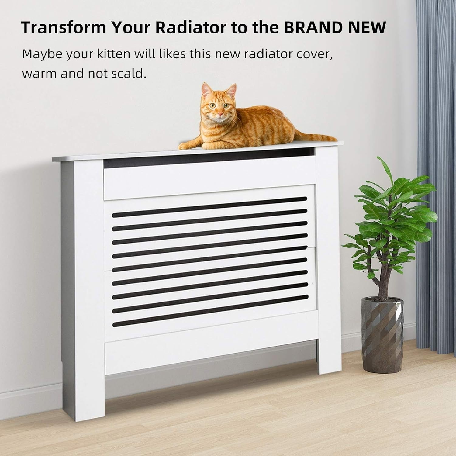 Medium White Radiator Cover | Modern MDF Cabinet