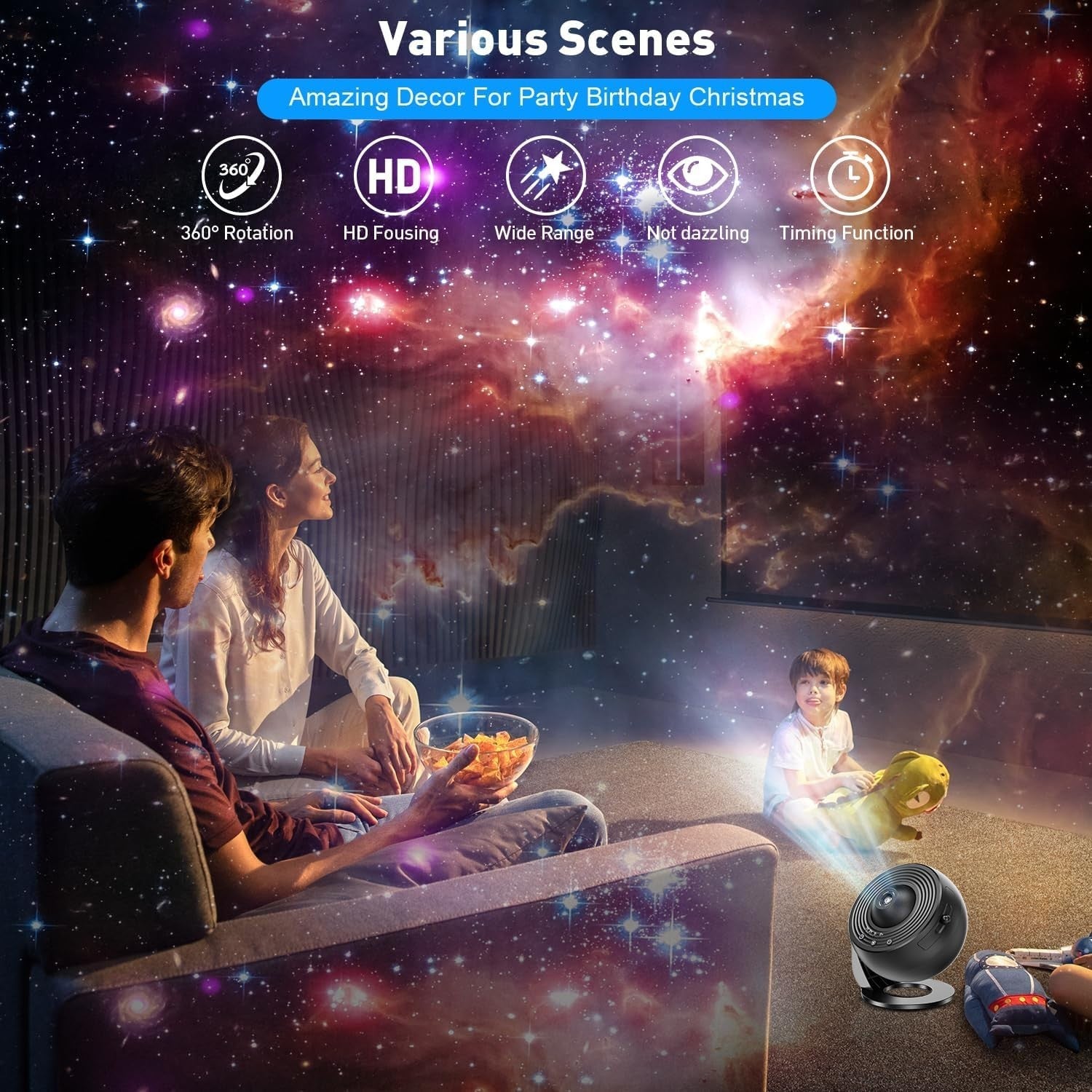Galaxy Star Projector 13 Disc Planetarium 360° Rotating Night Light