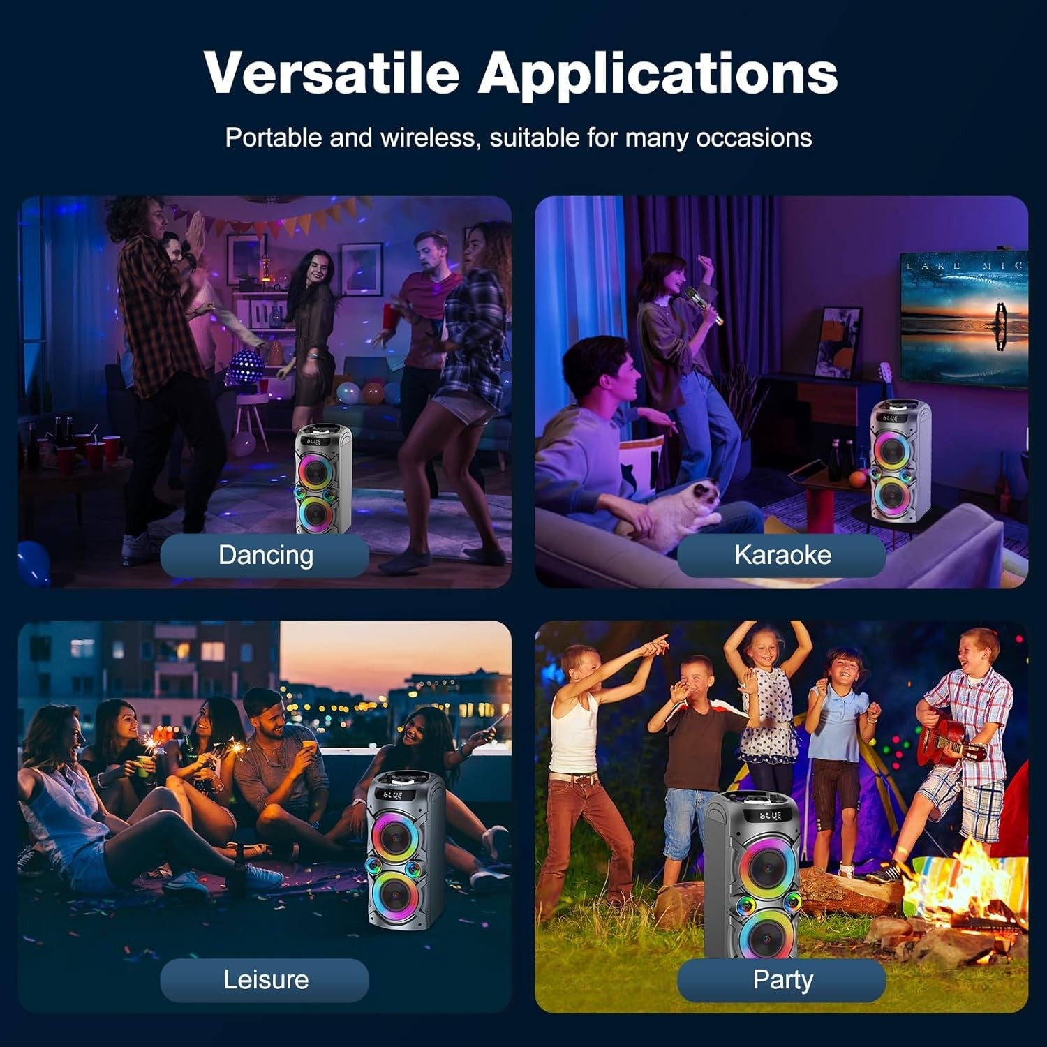 Karaoke Machine with 2 Wireless Bluetooth Speaker LED