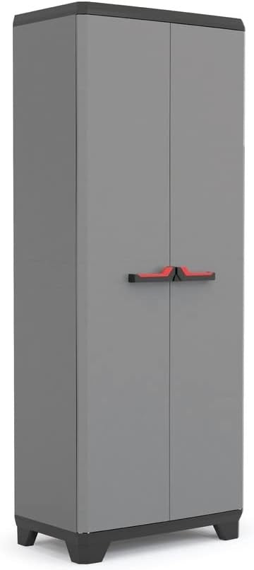Tall Garage Storage Cabinet | Heavy Duty Plastic Utility Cupboard with Shelves