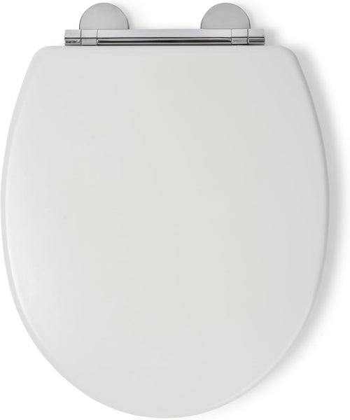 Lugano White Wooden Toilet Seat Oval Soft Close Quick Release Antibacterial