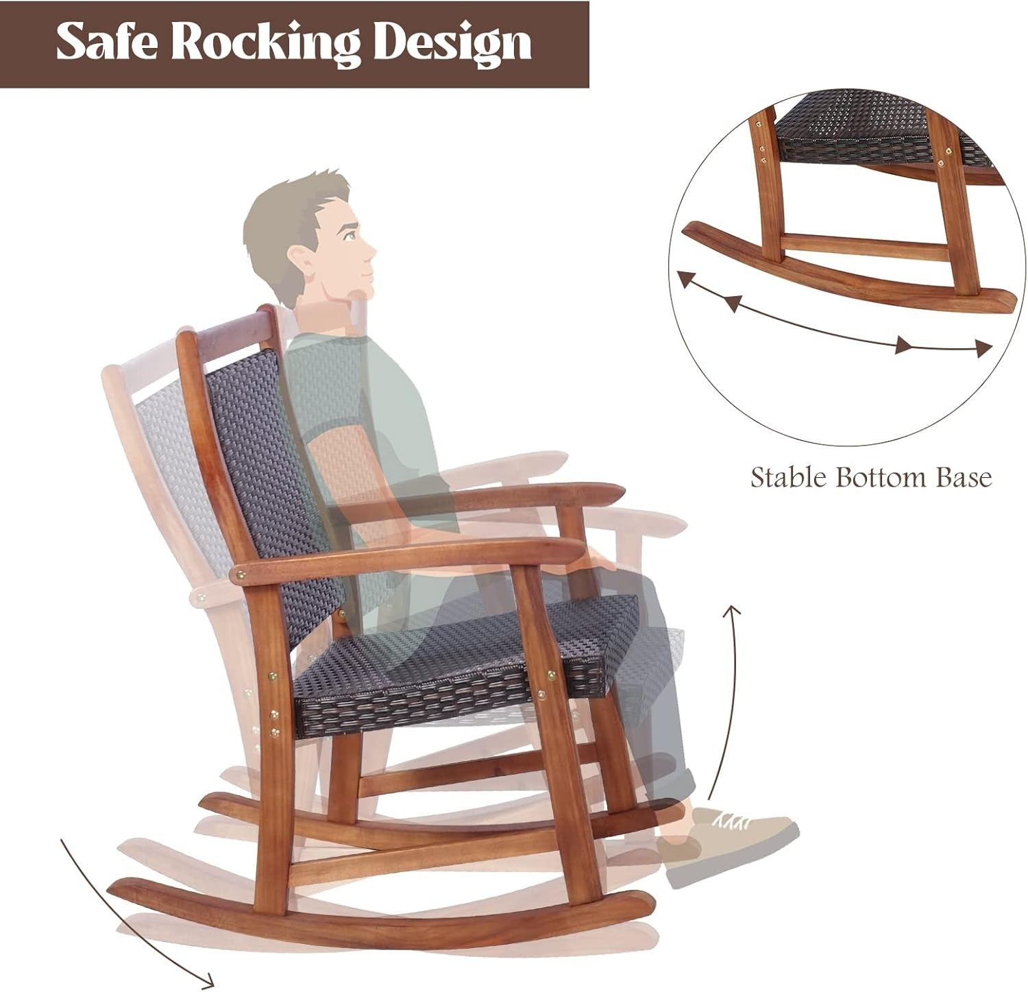 3-Piece Outdoor Rocking Chair Set with Table – Comfortable Patio Bistro