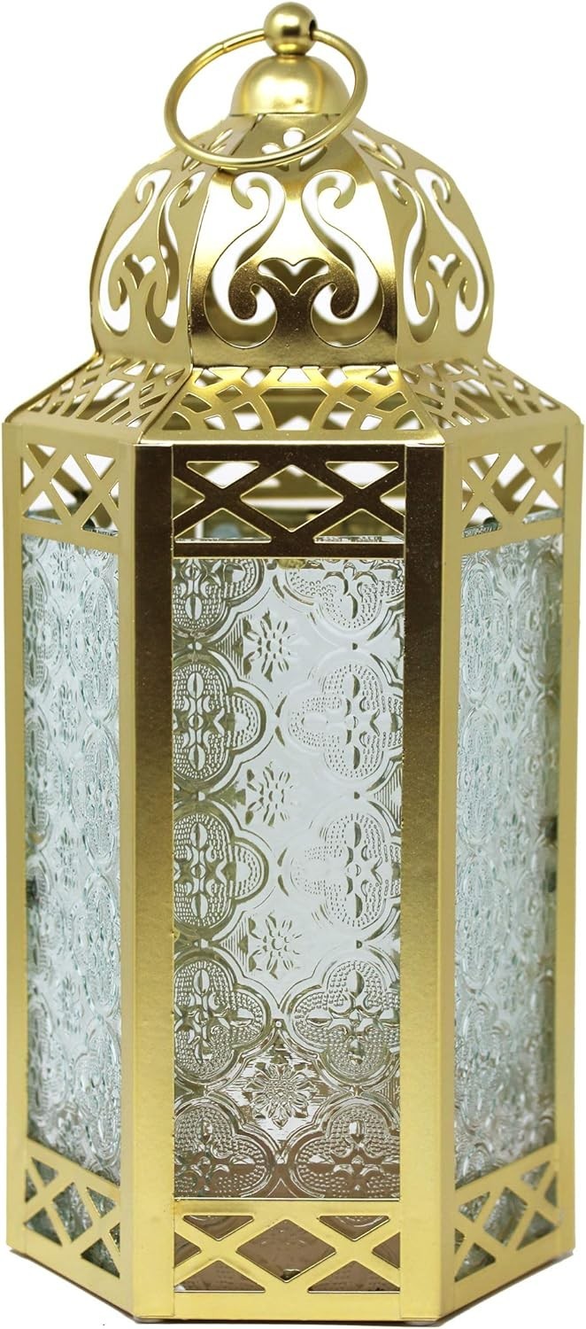 Set of 3 Gold Moroccan Candle Lanterns Home Decor