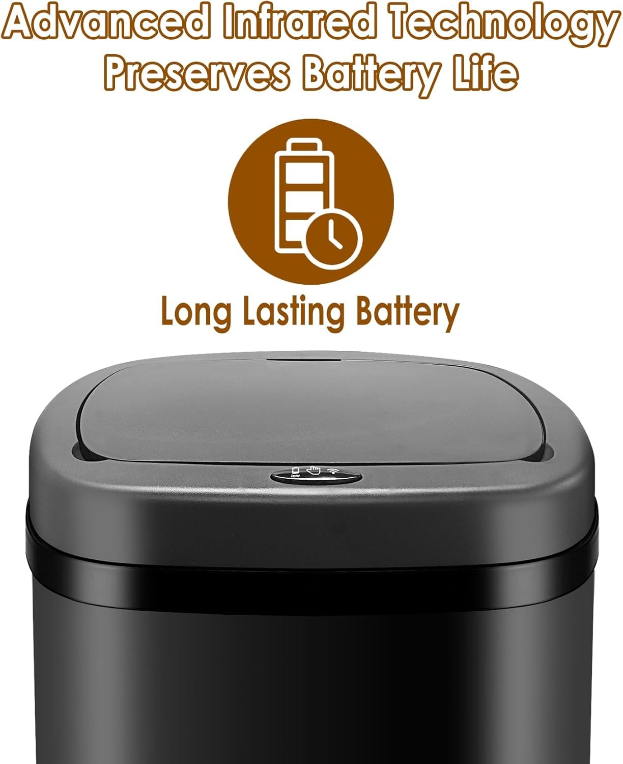 58L Automatic Sensor Kitchen Bin Touchless Stainless Steel Black