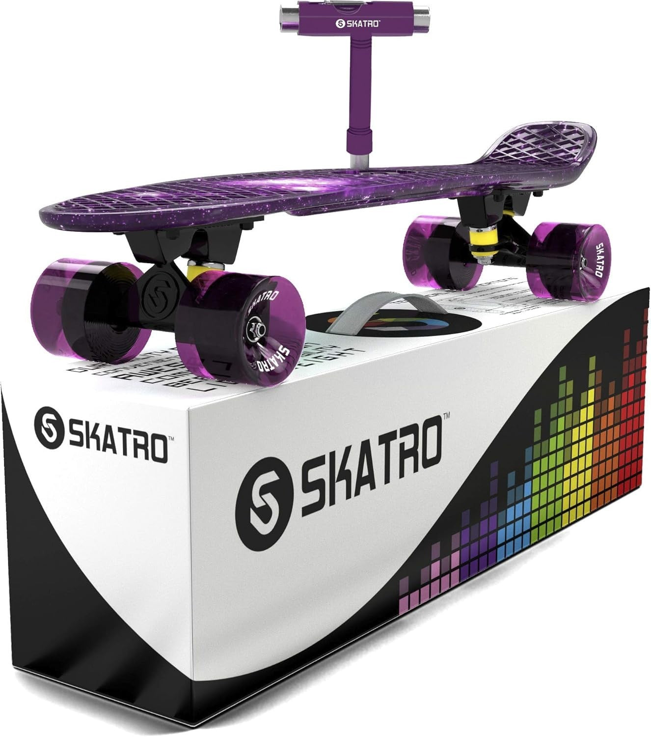Mini Cruiser Skateboard 22x6inch Retro Plastic Deck Abec 7 Bearings
