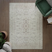 Washable Rug 152x213cm Non-Slip Vintage Cream Carpet Living Room Bedroom Soft