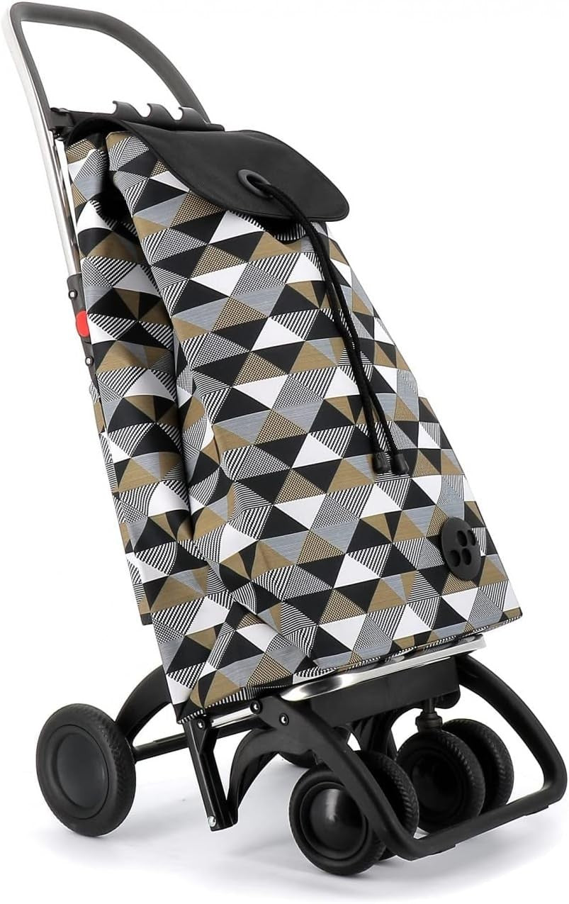 4 Wheel 2 Swivel Foldable Shopping Trolley Lightweight Aluminium Black