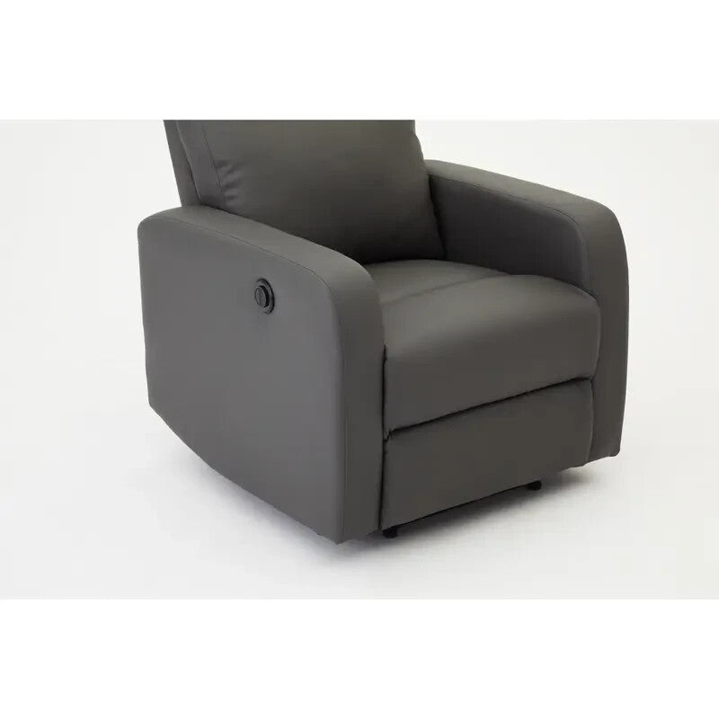 Grey Electric Recliner Armchair PU Leather Sofa Chair Foam Filled