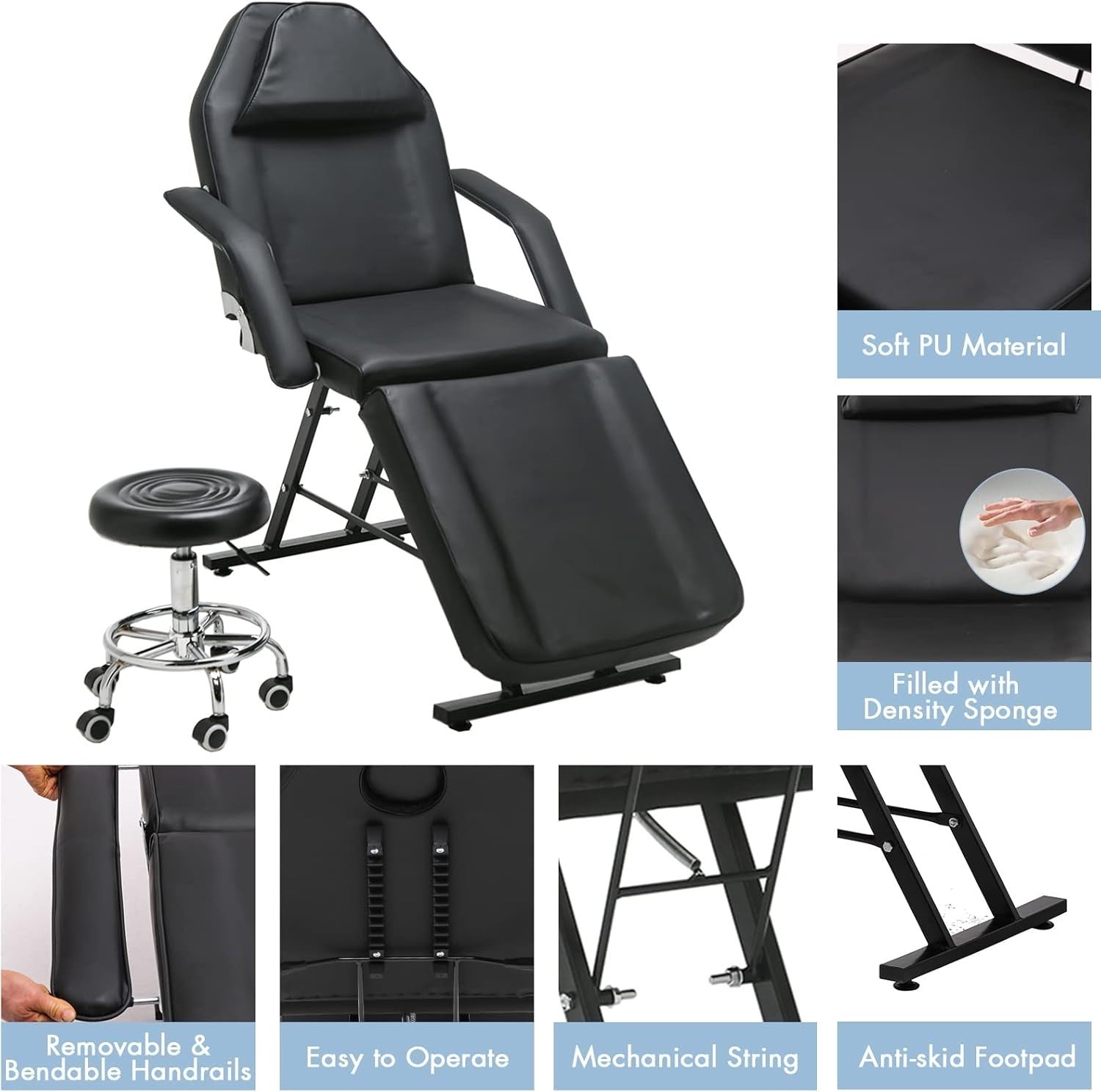 Adjustable Massage Chair Portable Folding Therapy Chair With Headrest