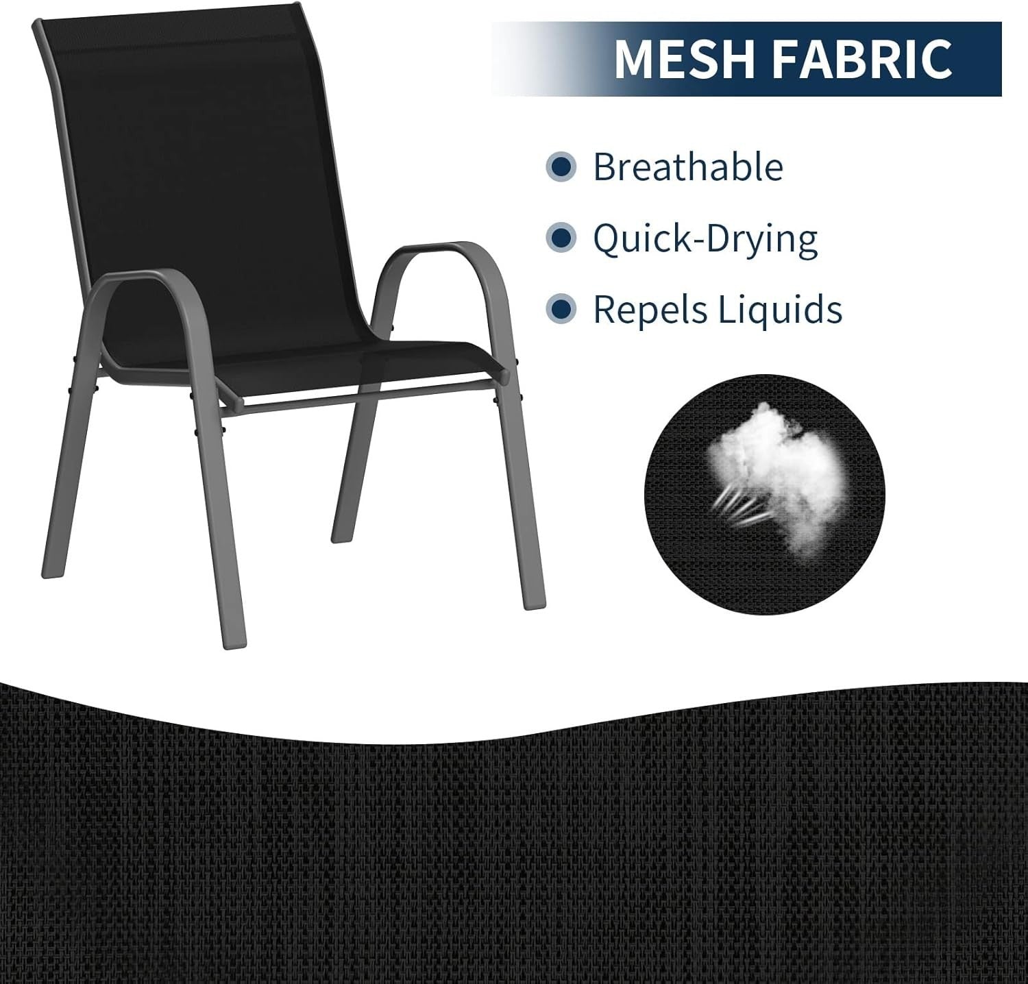 Stackable Outdoor Garden Chairs Set of 4 | Weatherproof Patio Dining Seats