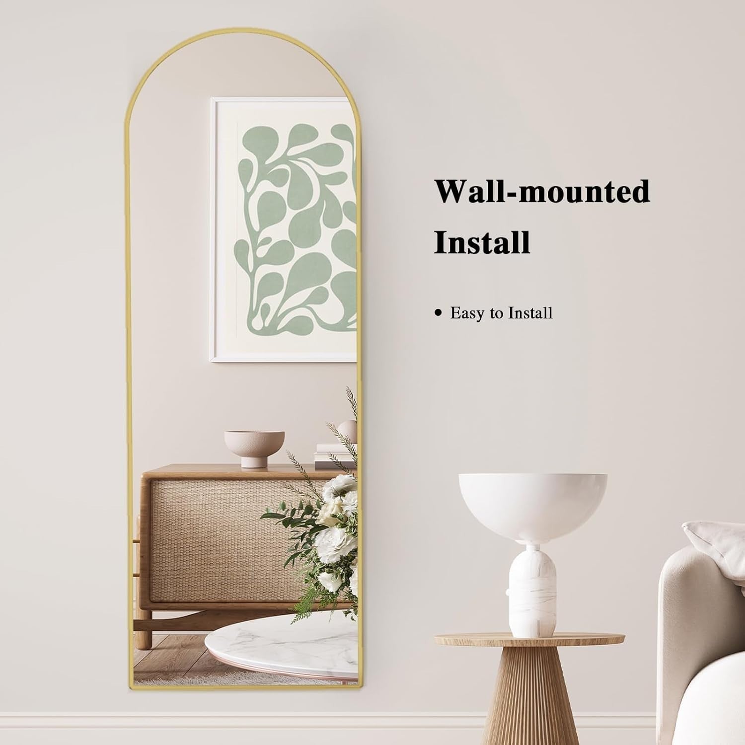 Gold Arch Full Length Mirror 147x44cm Wall Leaning Dressing Mirror