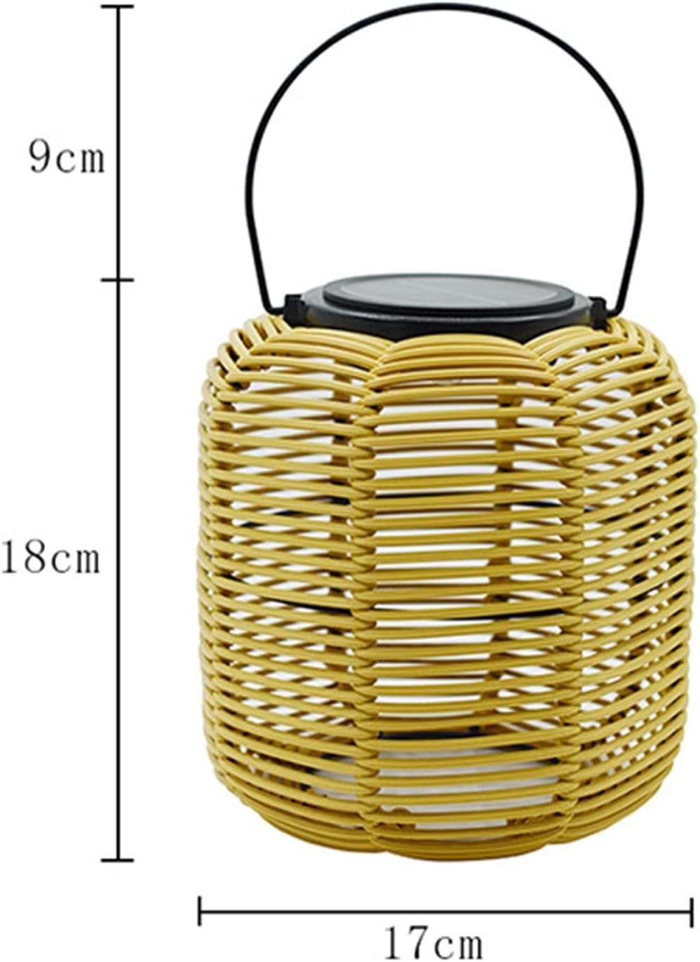 Japanese Hanging Solar Lantern – Rattan Outdoor Garden Light (Size D)