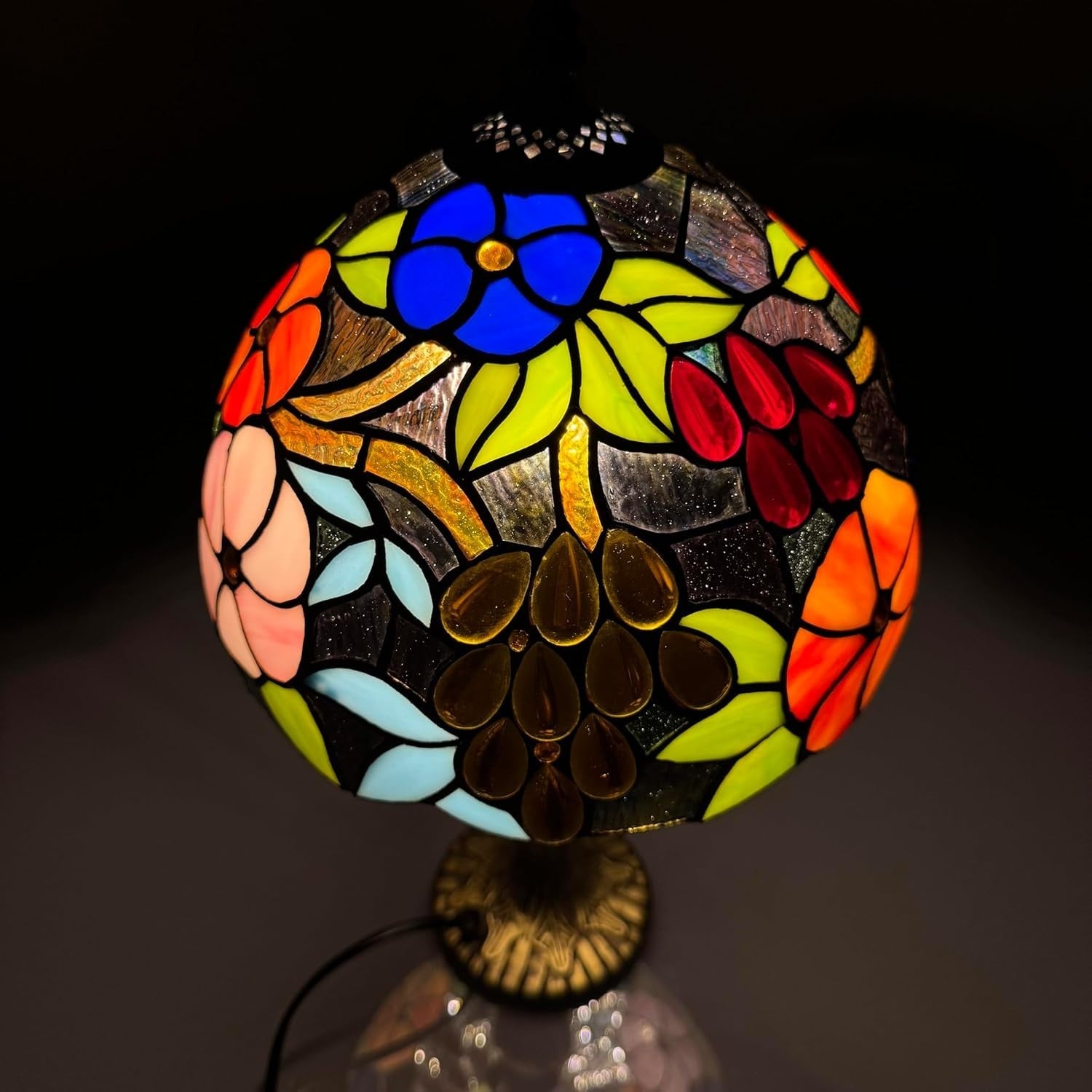 Colorful Tiffany Style Stained Glass Table Lamp with Warm Light 41cm