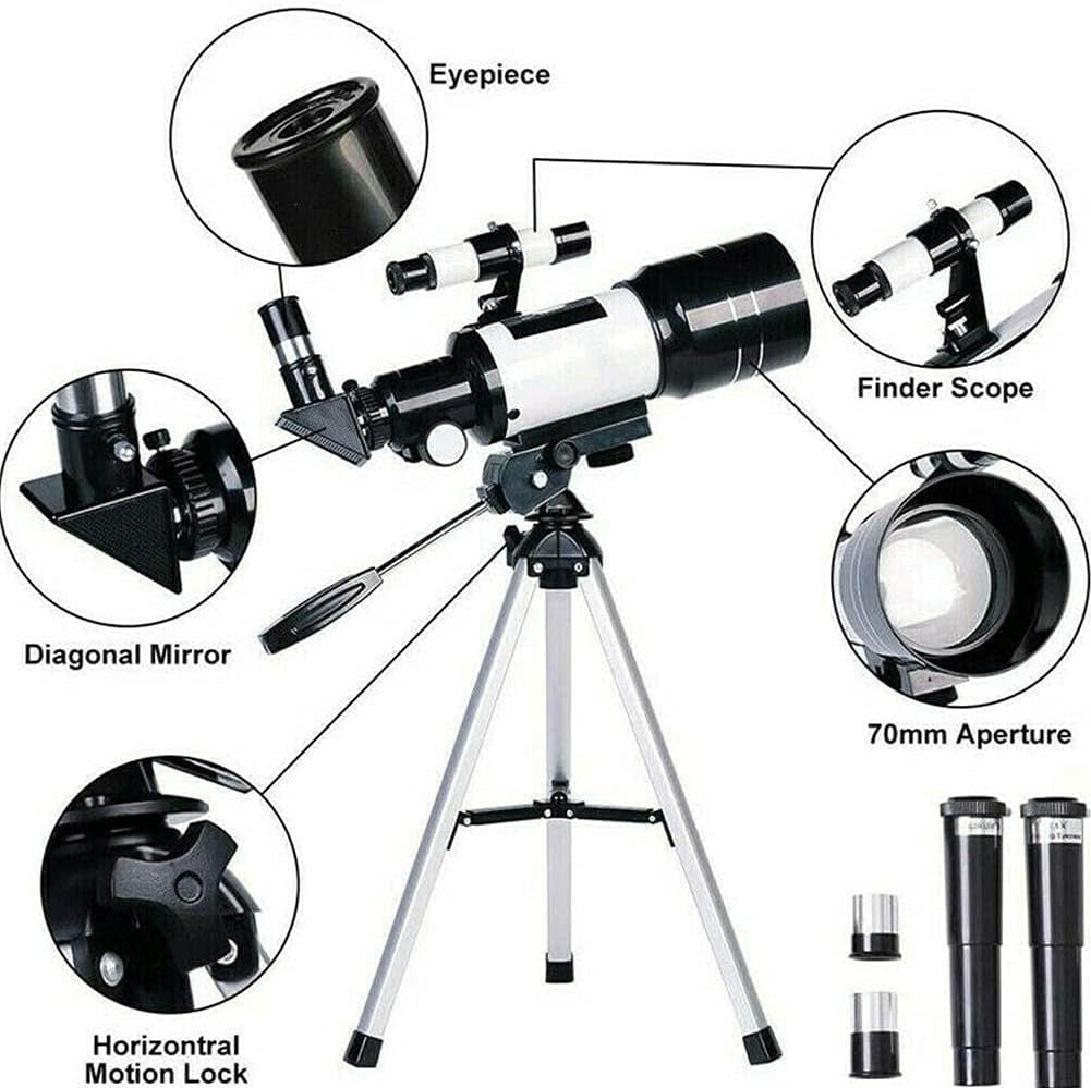 70mm Refractor Telescope 300mm for Kids & Beginners with Tripod & Phone Adapter