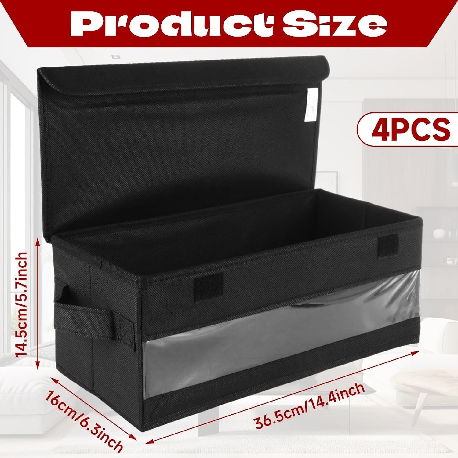 4 Pack CD DVD Storage Boxes Stackable Fabric Organizer Cases with Lids